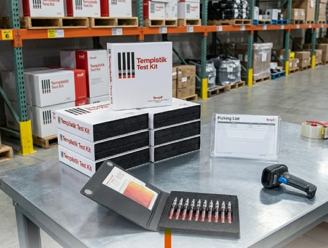 Tempilstik temperature indicating crayons used to verify rod oven temperature for E7018 electrode storage